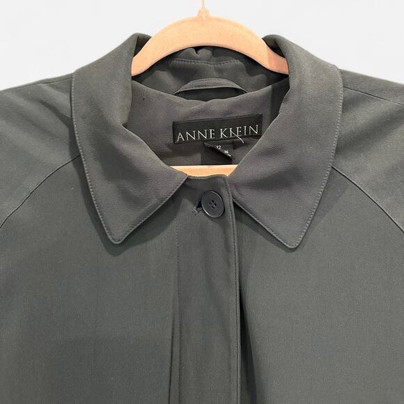 Vintage Classic Charcoal Gray Anne Klein Belted Trench Coat Effortless Classic - Picture 5 of 10